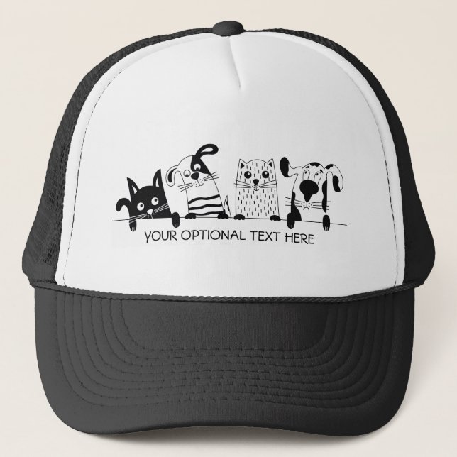 Cute Cats & Dogs custom text hats (Front)