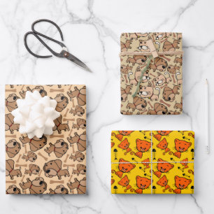 cute cats dogs pet lovers pattern wrapping paper sheet
