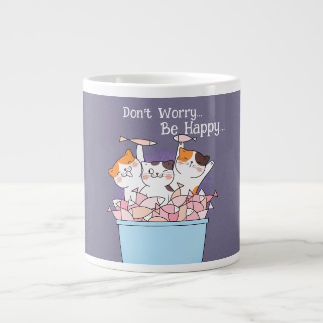 Cute Cats, Don't Worry Be Happy Speciality Mug (Front)
