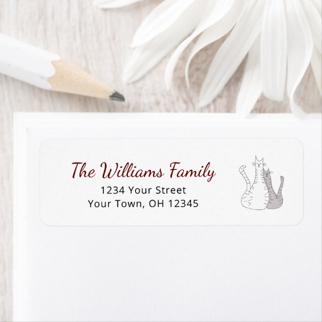 Cute Cats Drawing Festive Kitties Return Address (Insitu)