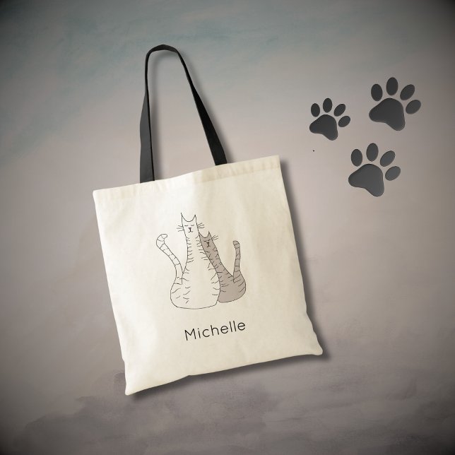 Cute Cats Drawing Simple Kitties Personalised Tote Bag (Creator Uploaded)