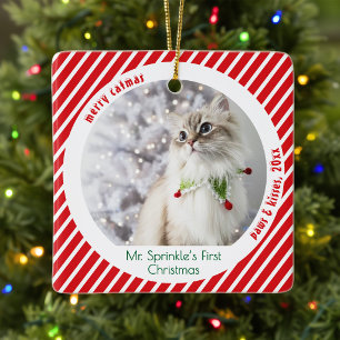Cute Cats First Christmas Festive Keepsake Ceramic Ornament