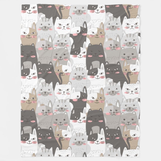 Cute Cats Fleece Blanket (Front)
