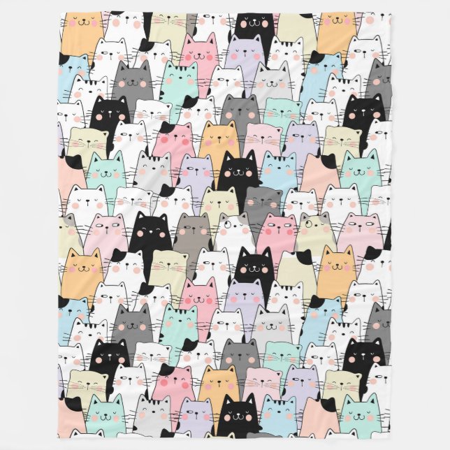 Cute Cats Fleece Blanket (Front)
