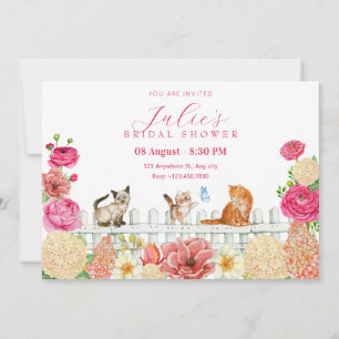 Cute cats flowers invitation