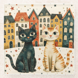Cute Cats Glass Coaster