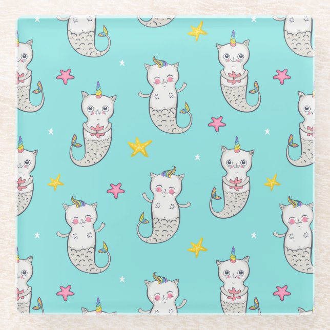 Cute Cats Glass Coaster (Front)