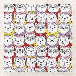 Cute Cats Glass Coaster