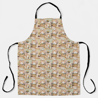 cute cats group making food seamless pattern  apron