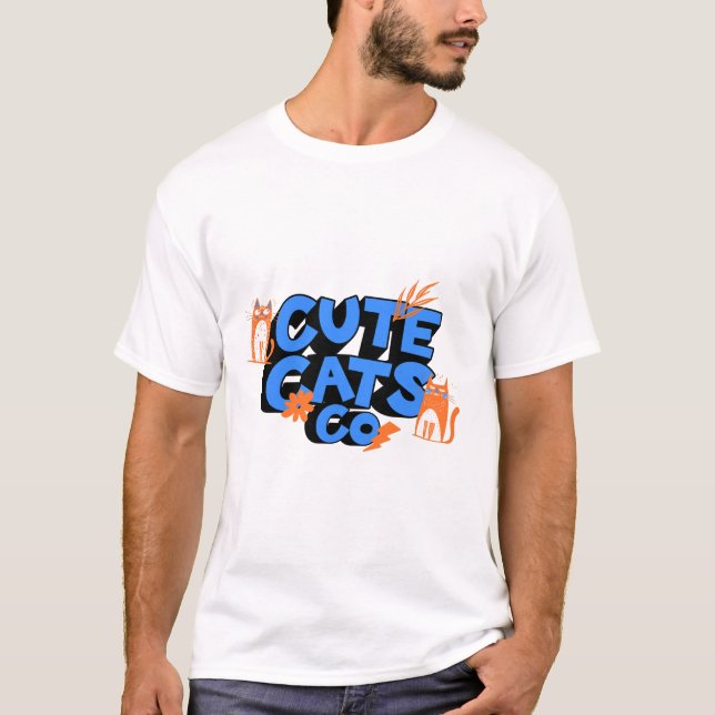 Cute Cats Happy Fun Art T-Shirt (Front)