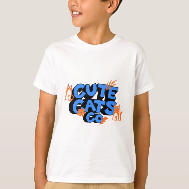 Cute Cats Happy Fun Art T-Shirt (Front)