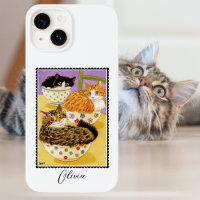 Cute Cats in Bowls Custom Name