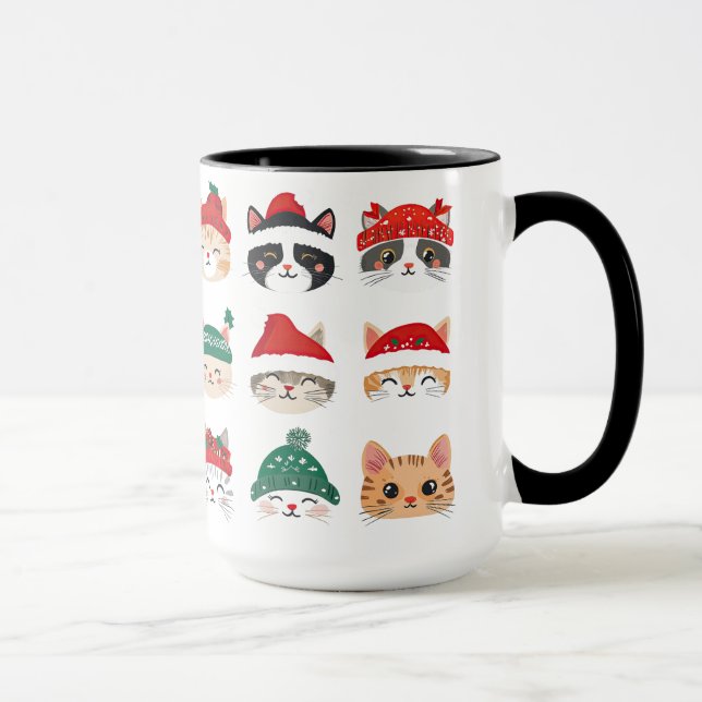 Cute Cats in Christmas Hats Mug (Right)