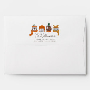 Cute Cats in Cosy Knits Pattern Return Address Envelope