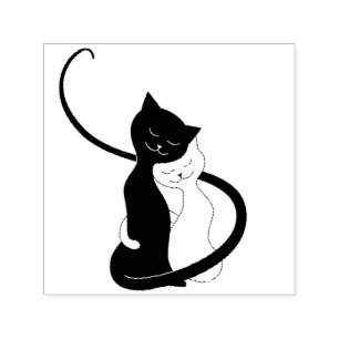 Cute Cats In Love Cartoon Cat Lover Self-inking Stamp