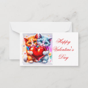 Cute cats in love kids valentine card