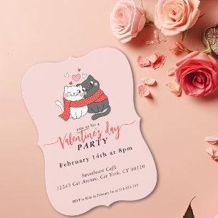 Cute Cats In Love Valentines Day Party Invitation