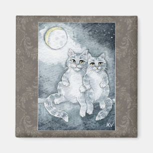 Cute cats in moonlight magnet