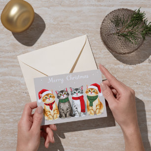 Cute Cats in Santa Hats Merry Christmas Design Card
