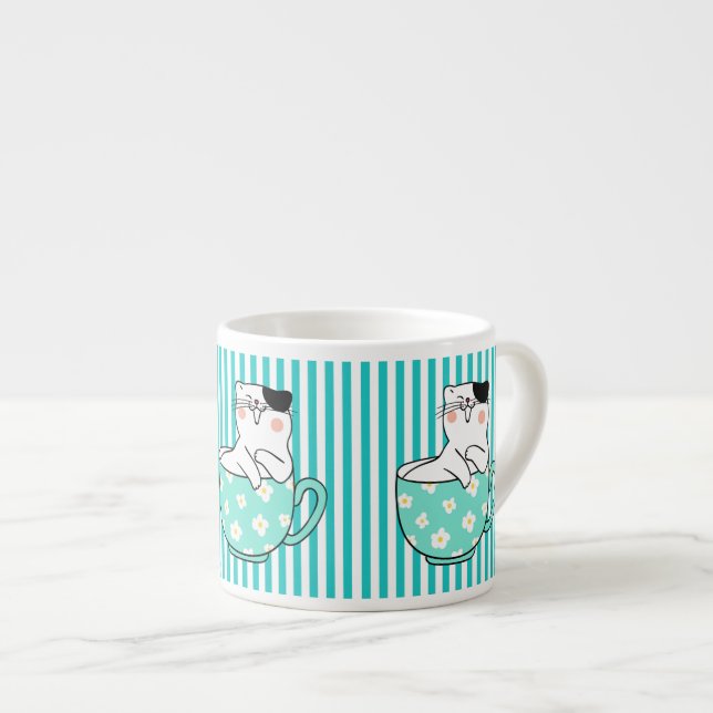 Cute Cats in Teacups Espresso Cup (Front Right)