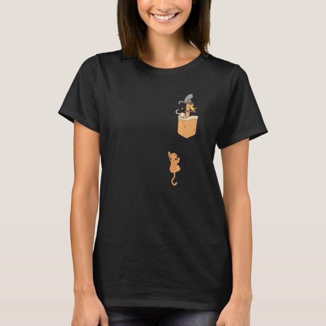 Cute cats in the pocket  Kitty Cat T-Shirt (Front)
