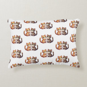 Cute Cats - Kawaii Kittens Heart Hands Design Decorative Cushion