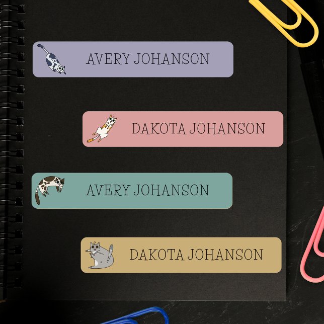 Cute Cats Kids Back To School Waterproof Name (Creator Uploaded)