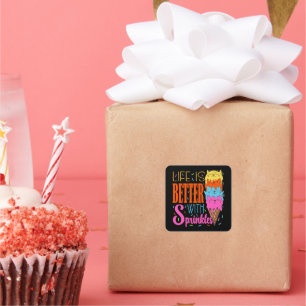 Cute Cats Life Is Better With Sprinkles Cat Lovers Square Sticker
