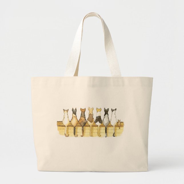 Cute cats lineup backsides reusable bag (Front)