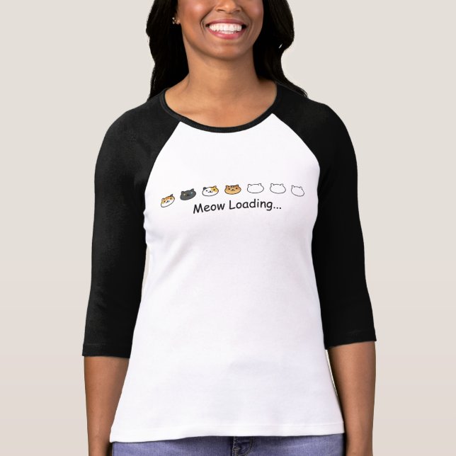 Cute Cats Loading with Meow Loading text T-Shirt (Front)