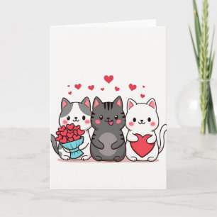 Cute Cats Love Hearts Card