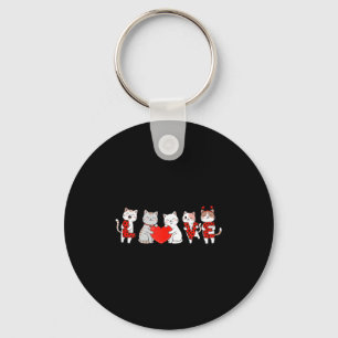 Cute Cats Love Valentine Design For Men Women Kids Key Ring