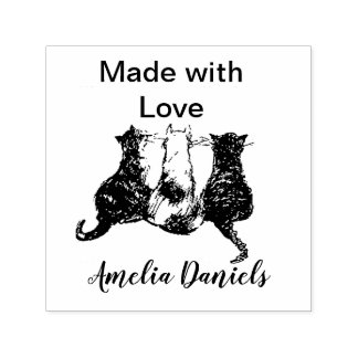 Cute Cats Made with Love Self-inking Stamp