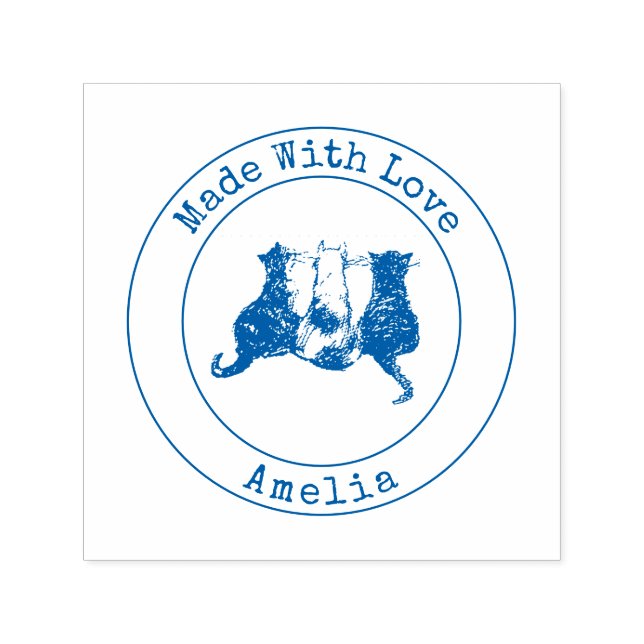 Cute Cats Made with love self-inking stamp (Design)