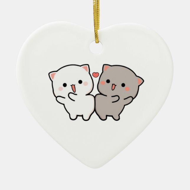 cute cats mochi ceramic tree decoration (Front)