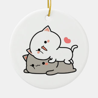 cute cats mochi  ceramic tree decoration