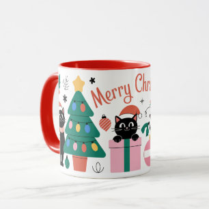 Cute Cats Modern Merry Christmas Gifts Tree Bauble Mug