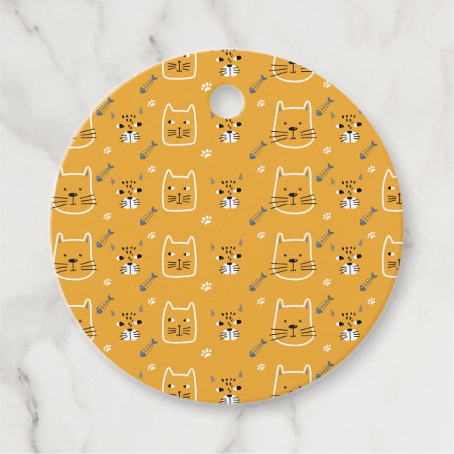 Cute Cats Modern Pattern Favour Tags (Front)