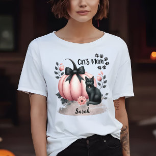 Cute Cats Mum Halloween Personalised Pink T-Shirt