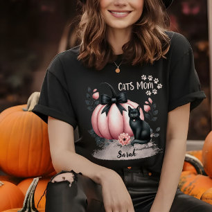 Cute Cats Mum Halloween Personalised Pink T-Shirt