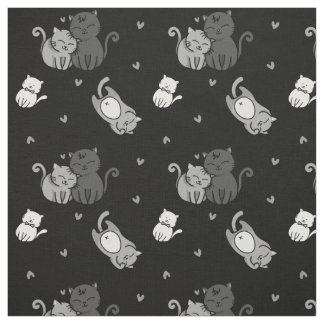 Cute Cats on Black Cheeky Witch® Cat Lovers Fabric