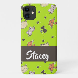 Cute cats on green Case-Mate iPhone case