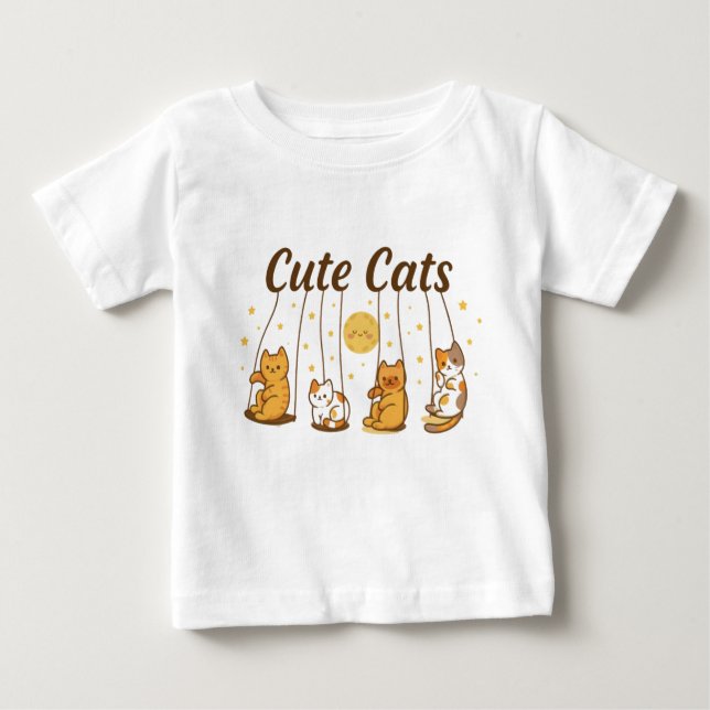cute cats on swings baby shirt. baby T-Shirt (Front)