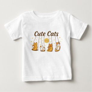 cute cats on swings baby shirt. T-Shirt