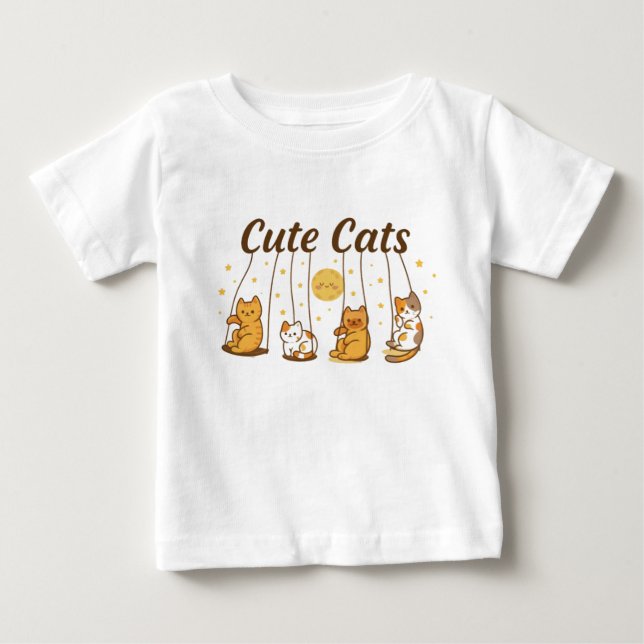 cute cats on swings baby shirt. T-Shirt (Front)