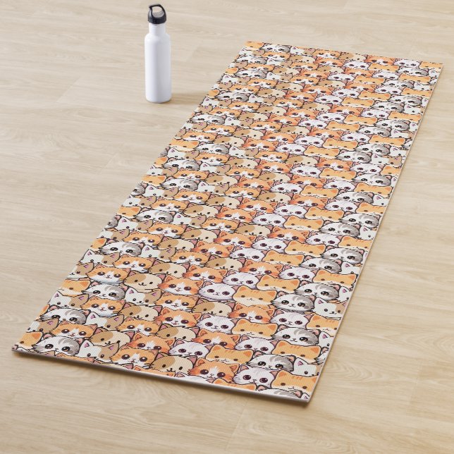 Cute cats orange kitten pet Pattern Yoga Mat (In Situ)