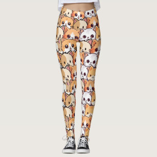Cute cats orange kitten pet Seamless Pattern Leggings