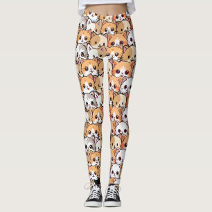 Cute cats orange kitten pet Seamless Pattern Leggings
