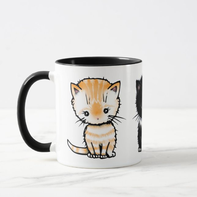 Cute Cats Orange Tabby Tuxedo Grey Tabby Mug (Left)