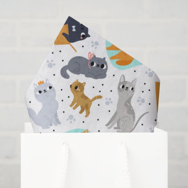 Cute cats Pattern Birthday for Cats Tissue Paper (Gift Bag)